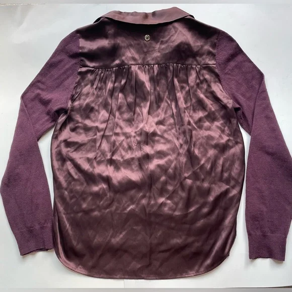 twin set simona barbieri Purple Button-Up Top sweater wool silk - Picture 7 of 10